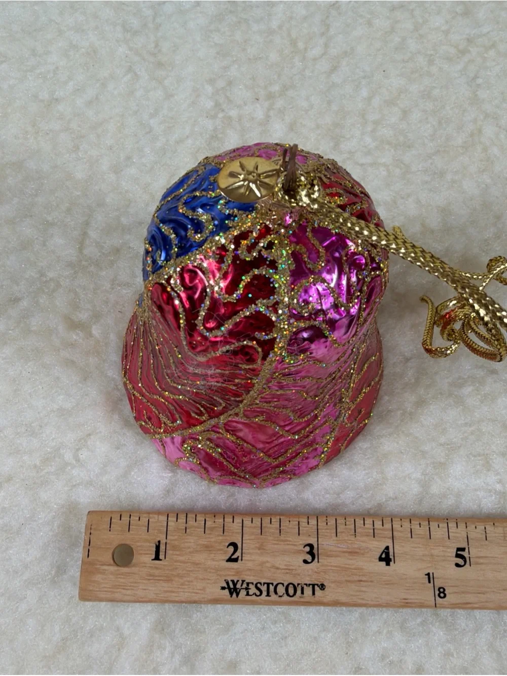 Christopher Radko Gilded Chimes Pink Blue & Red Bell Ornament